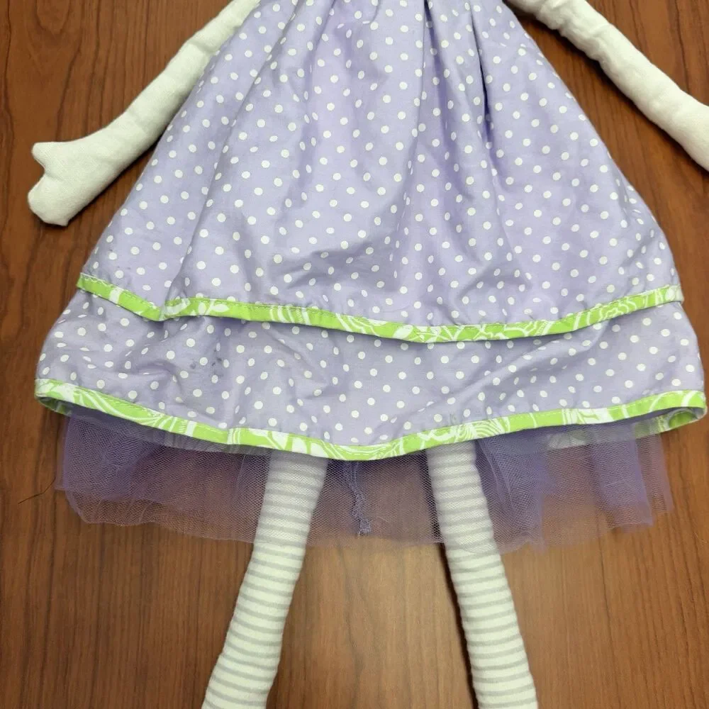 Pottery Barn Kids Princess Doll 30” Purple Polka Dot Cloth Plush 2011 PBK